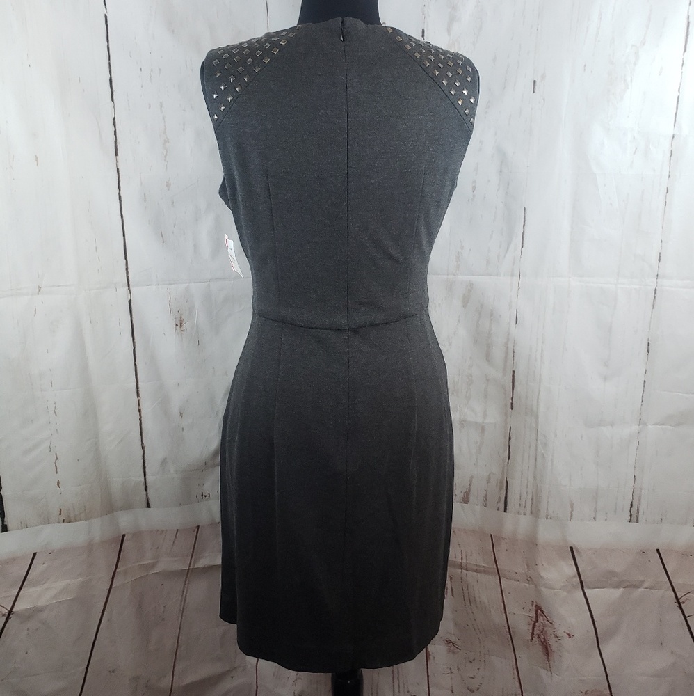 Nanette Lepore Studded Gray Sheath Dress Size 12 - Picture 2 of 7